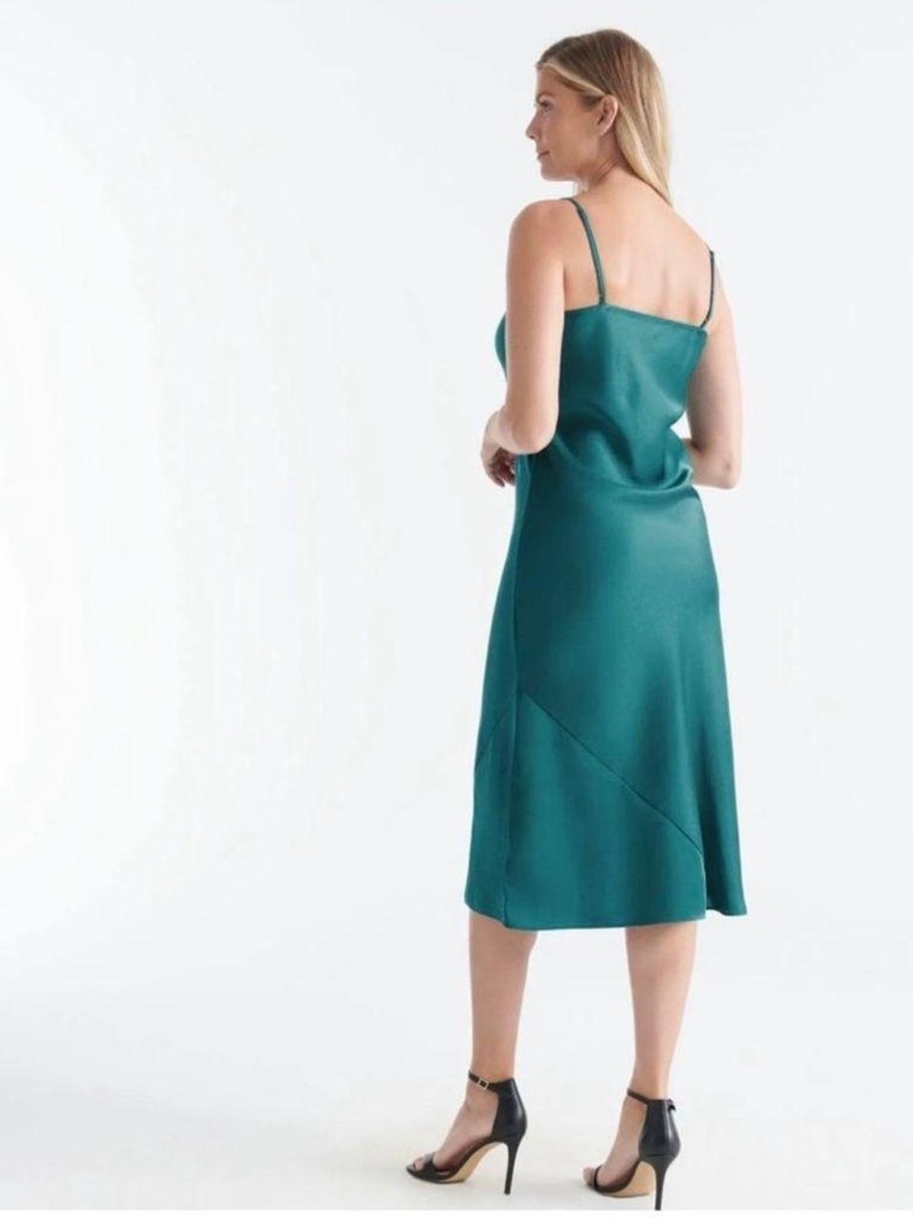 Knix Papaya Emerald Satin Slip Midi Dress